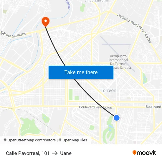 Calle Pavorreal, 101 to Uane map