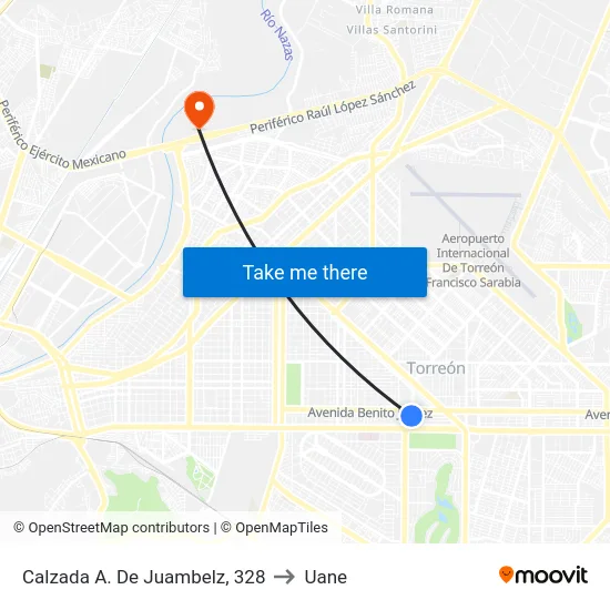 Calzada A. De Juambelz, 328 to Uane map