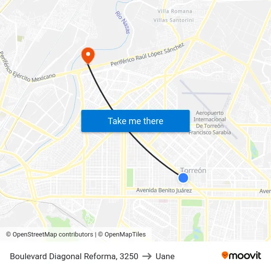 Boulevard Diagonal Reforma, 3250 to Uane map