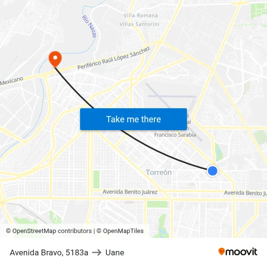 Avenida Bravo, 5183a to Uane map