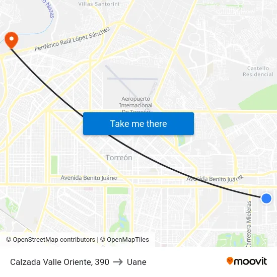 Calzada Valle Oriente, 390 to Uane map