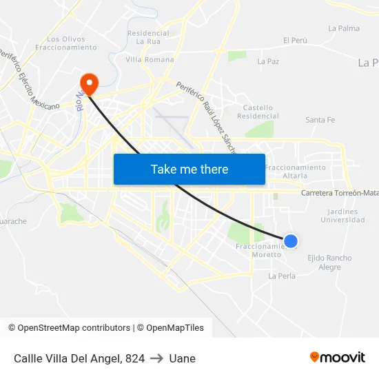 Callle Villa Del Angel, 824 to Uane map