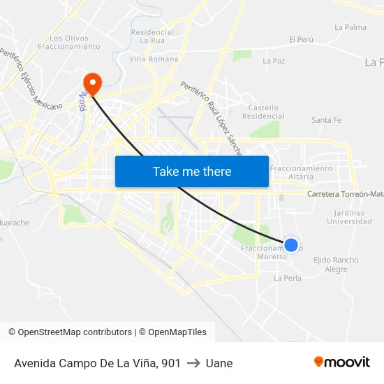 Avenida Campo De La Viña, 901 to Uane map