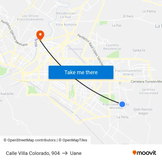 Calle Villa Colorado, 904 to Uane map