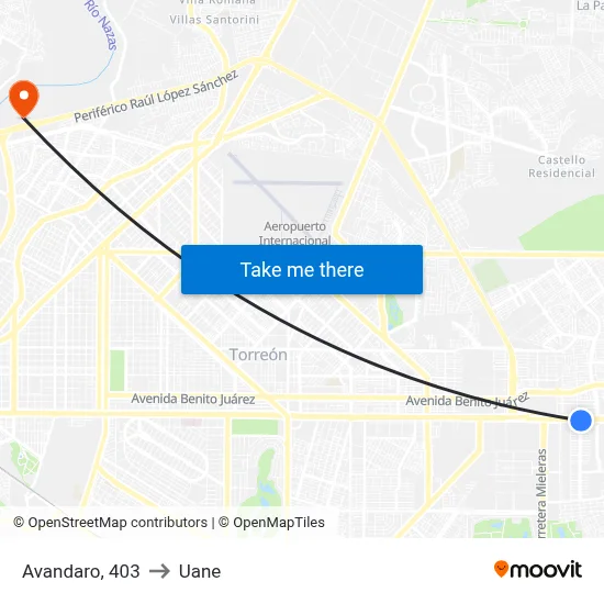 Avandaro, 403 to Uane map