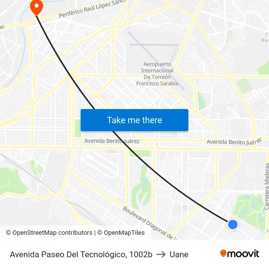 Avenida Paseo Del Tecnológico, 1002b to Uane map