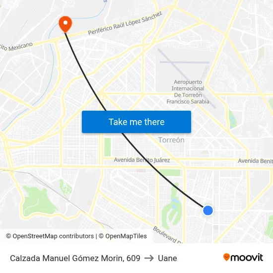 Calzada Manuel Gómez Morin, 609 to Uane map