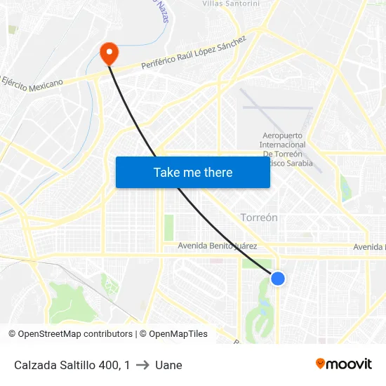 Calzada Saltillo 400, 1 to Uane map