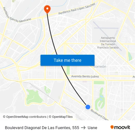 Boulevard Diagonal De Las Fuentes, 555 to Uane map