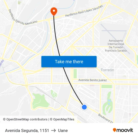 Avenida Segunda, 1151 to Uane map