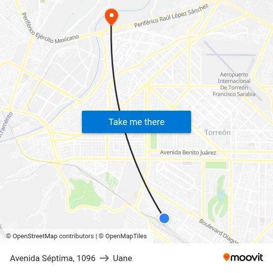 Avenida Séptima, 1096 to Uane map