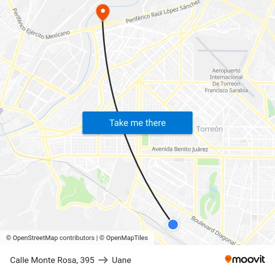 Calle Monte Rosa, 395 to Uane map