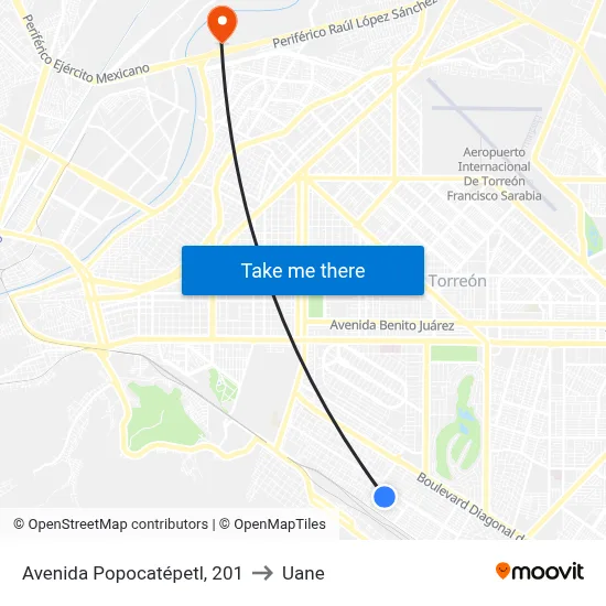 Avenida Popocatépetl, 201 to Uane map