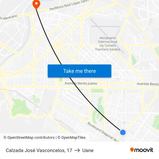 Calzada José Vasconcelos, 17 to Uane map