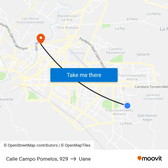 Calle Campo Pomelos, 929 to Uane map