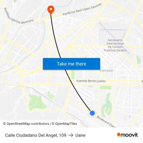 Calle Ciudadano Del Angel, 109 to Uane map