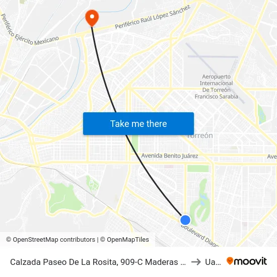 Calzada Paseo De La Rosita, 909-C Maderas Y Barro to Uane map