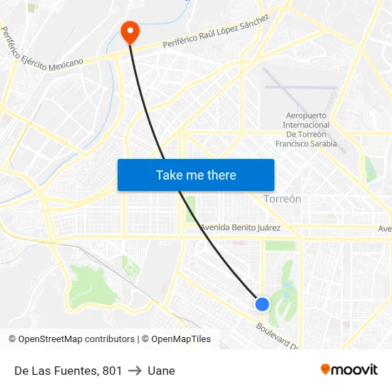 De Las Fuentes, 801 to Uane map