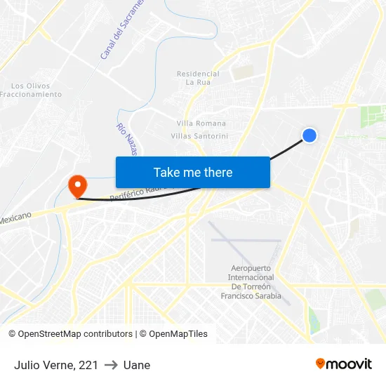 Julio Verne, 221 to Uane map