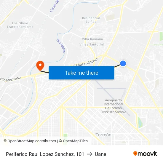 Periferico Raul Lopez Sanchez, 101 to Uane map