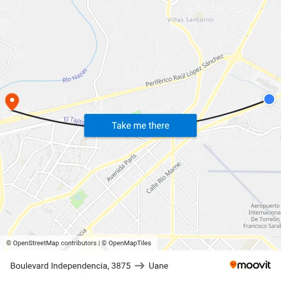 Boulevard Independencia, 3875 to Uane map