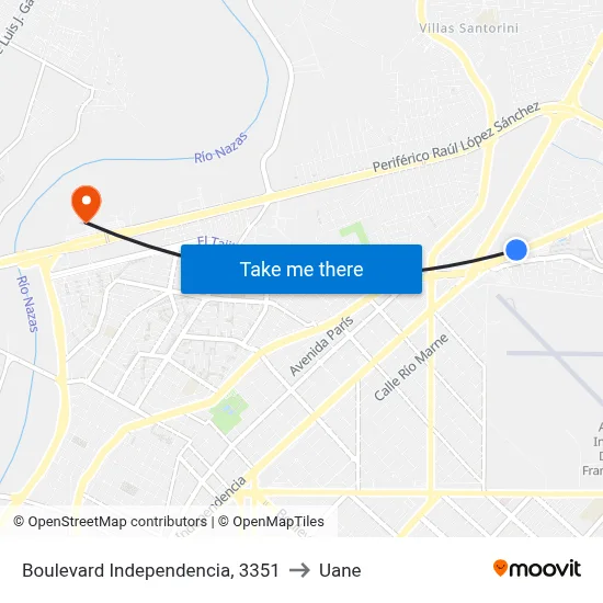 Boulevard Independencia, 3351 to Uane map