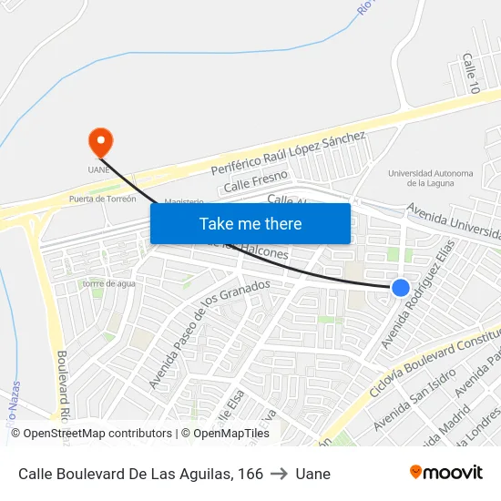 Calle Boulevard De Las Aguilas, 166 to Uane map