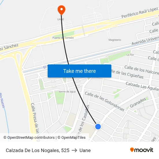 Calzada De Los Nogales, 525 to Uane map