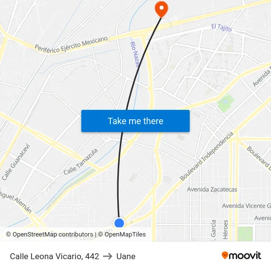 Calle Leona Vicario, 442 to Uane map