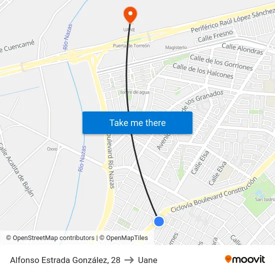 Alfonso Estrada González, 28 to Uane map