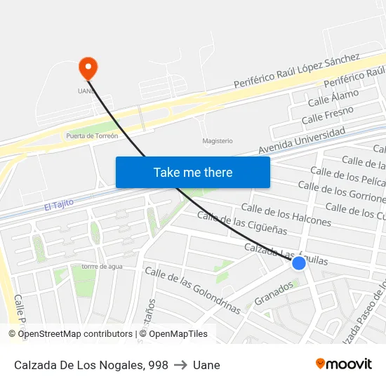 Calzada De Los Nogales, 998 to Uane map