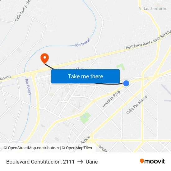 Boulevard Constitución, 2111 to Uane map