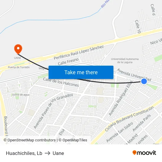 Huachichiles, Lb to Uane map