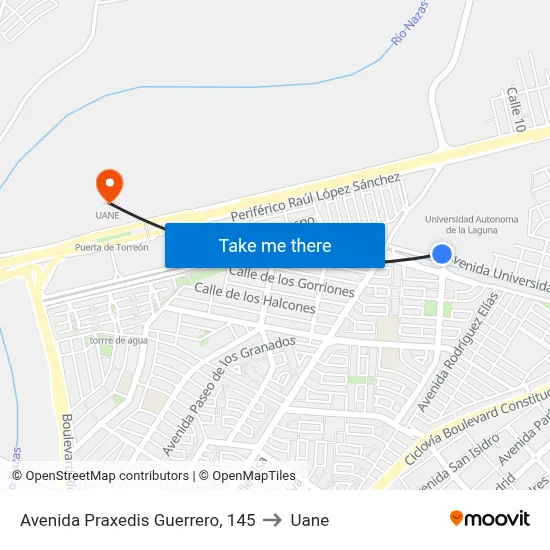 Avenida Praxedis Guerrero, 145 to Uane map