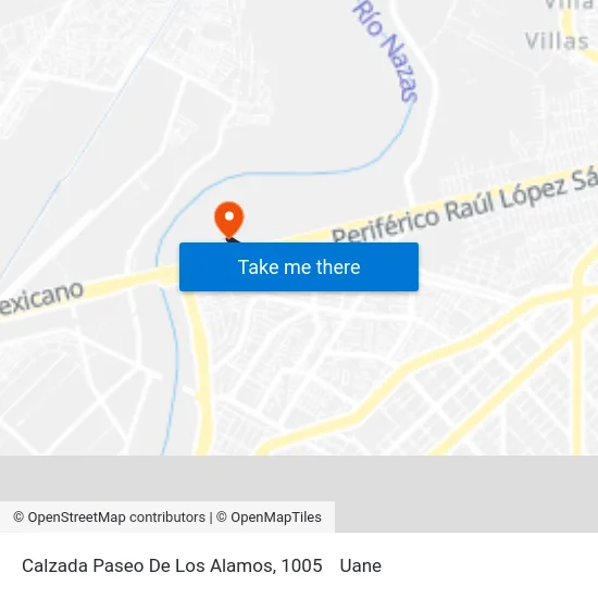 Calzada Paseo De Los Alamos, 1005 to Uane map