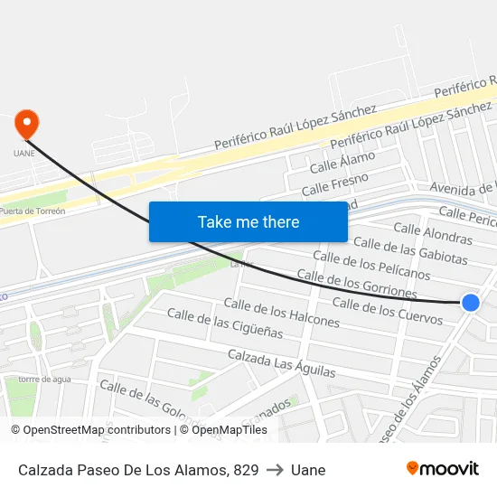 Calzada Paseo De Los Alamos, 829 to Uane map