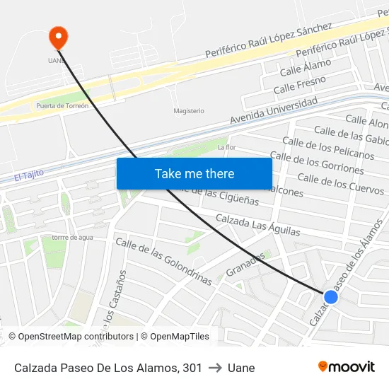 Calzada Paseo De Los Alamos, 301 to Uane map