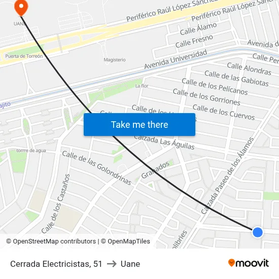 Cerrada Electricistas, 51 to Uane map