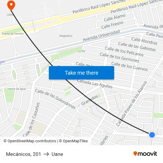 Mecánicos, 201 to Uane map