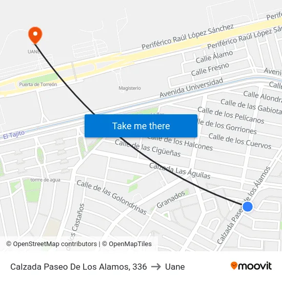 Calzada Paseo De Los Alamos, 336 to Uane map