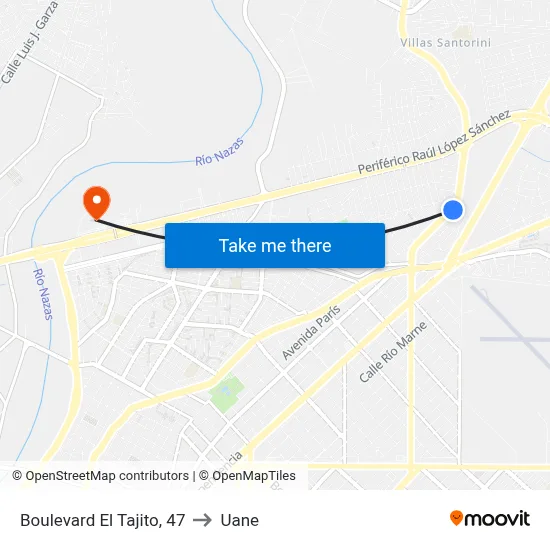 Boulevard El Tajito, 47 to Uane map