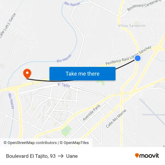 Boulevard El Tajito, 93 to Uane map