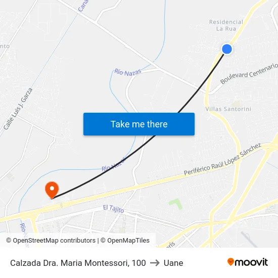 Calzada Dra. Maria Montessori, 100 to Uane map