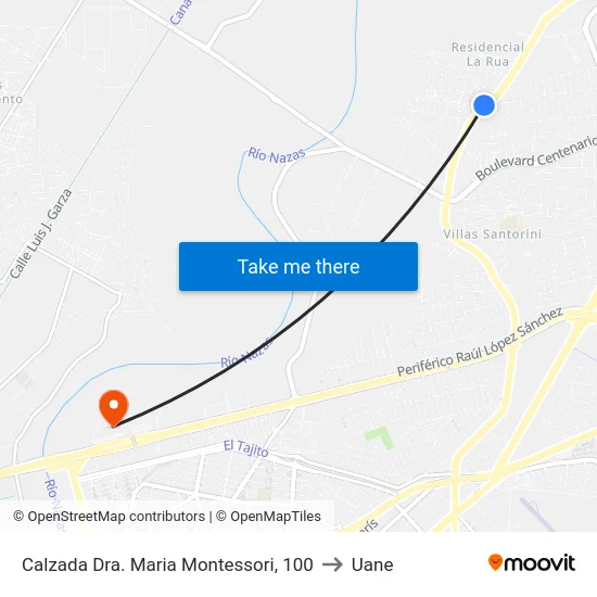 Calzada Dra. Maria Montessori, 100 to Uane map