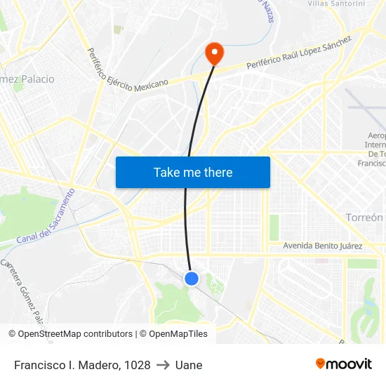 Francisco I. Madero, 1028 to Uane map