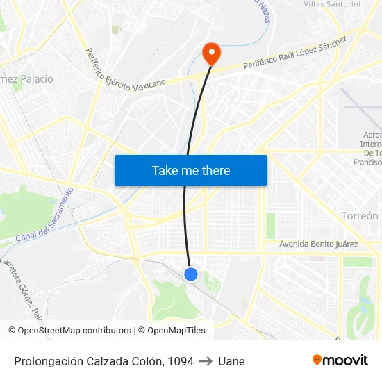Prolongación Calzada Colón, 1094 to Uane map