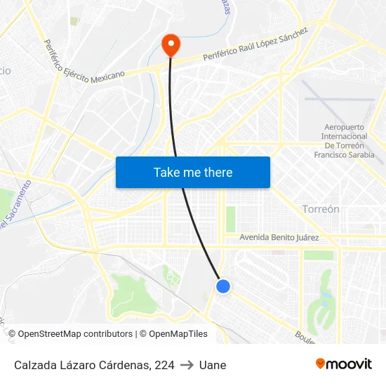 Calzada Lázaro Cárdenas, 224 to Uane map