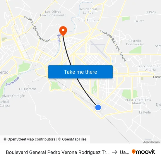 Boulevard General Pedro Verona Rodríguez Triana, 1597 to Uane map