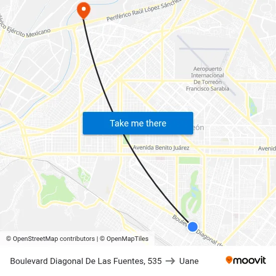 Boulevard Diagonal De Las Fuentes, 535 to Uane map