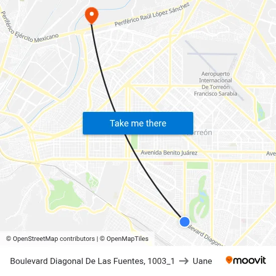 Boulevard Diagonal De Las Fuentes, 1003_1 to Uane map